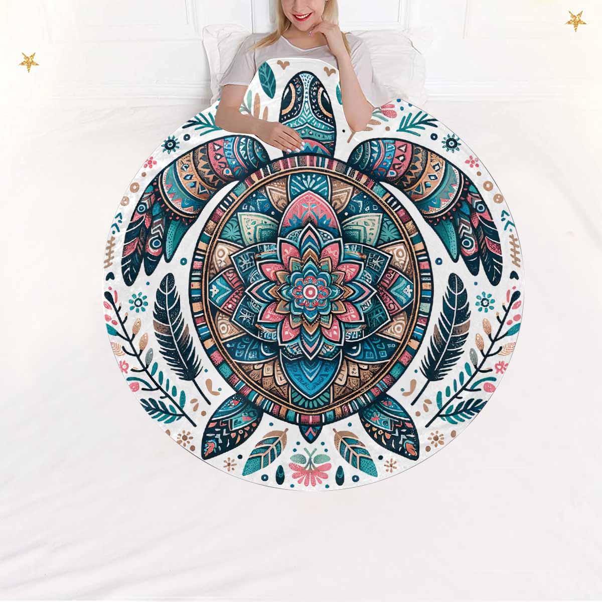 Mandella_Turtle_Awd35150  Circular Micro Fleece Blanket 47"