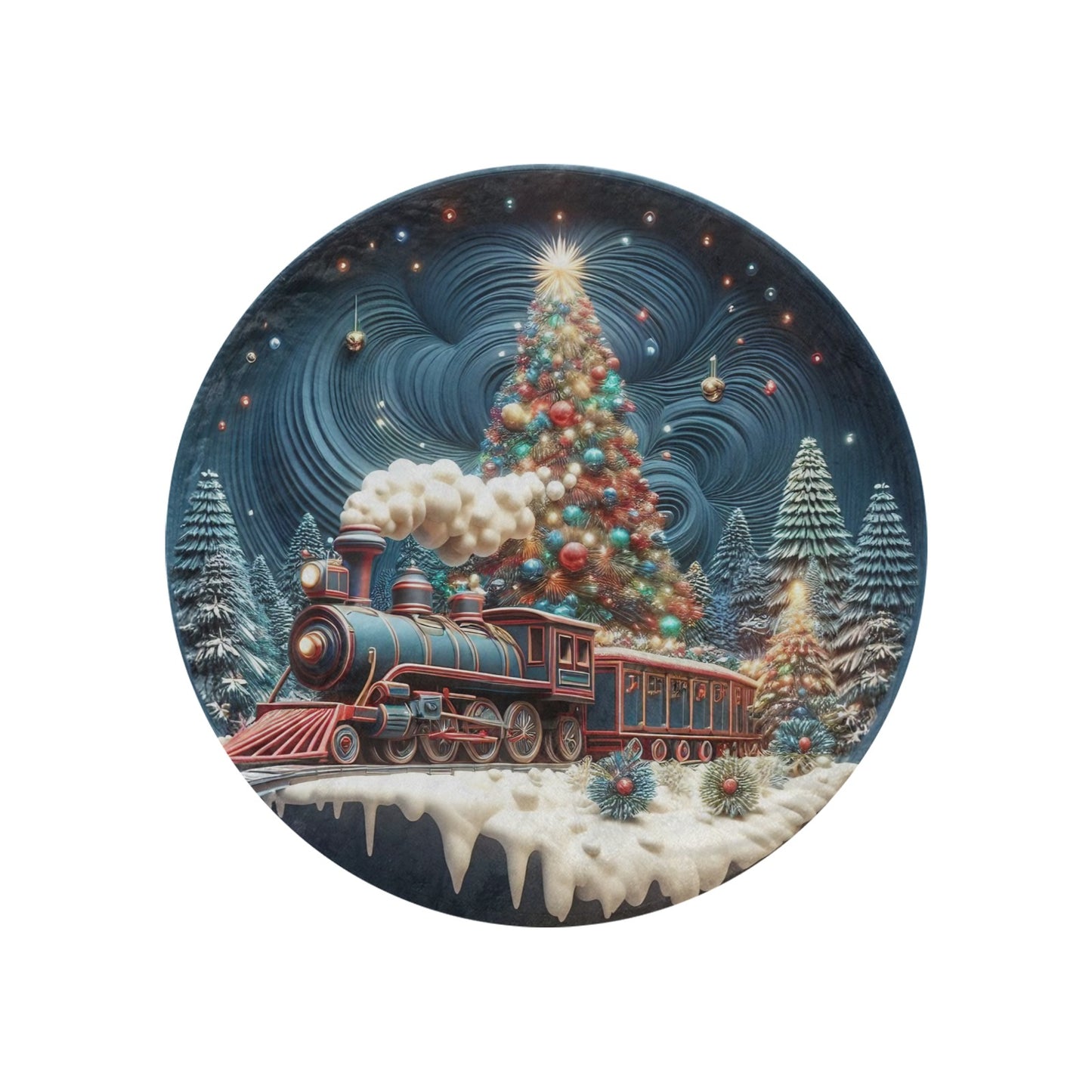 Christmas Scene Circular Micro Fleece Blanket