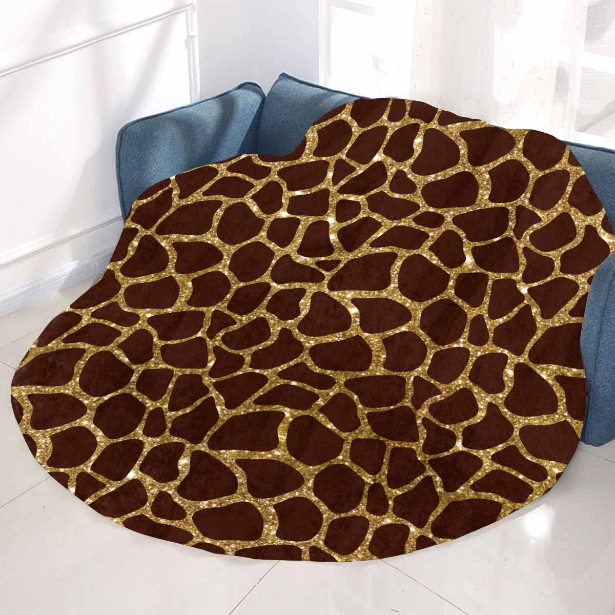 Animal print 6  Circular Micro Fleece Blanket 60"