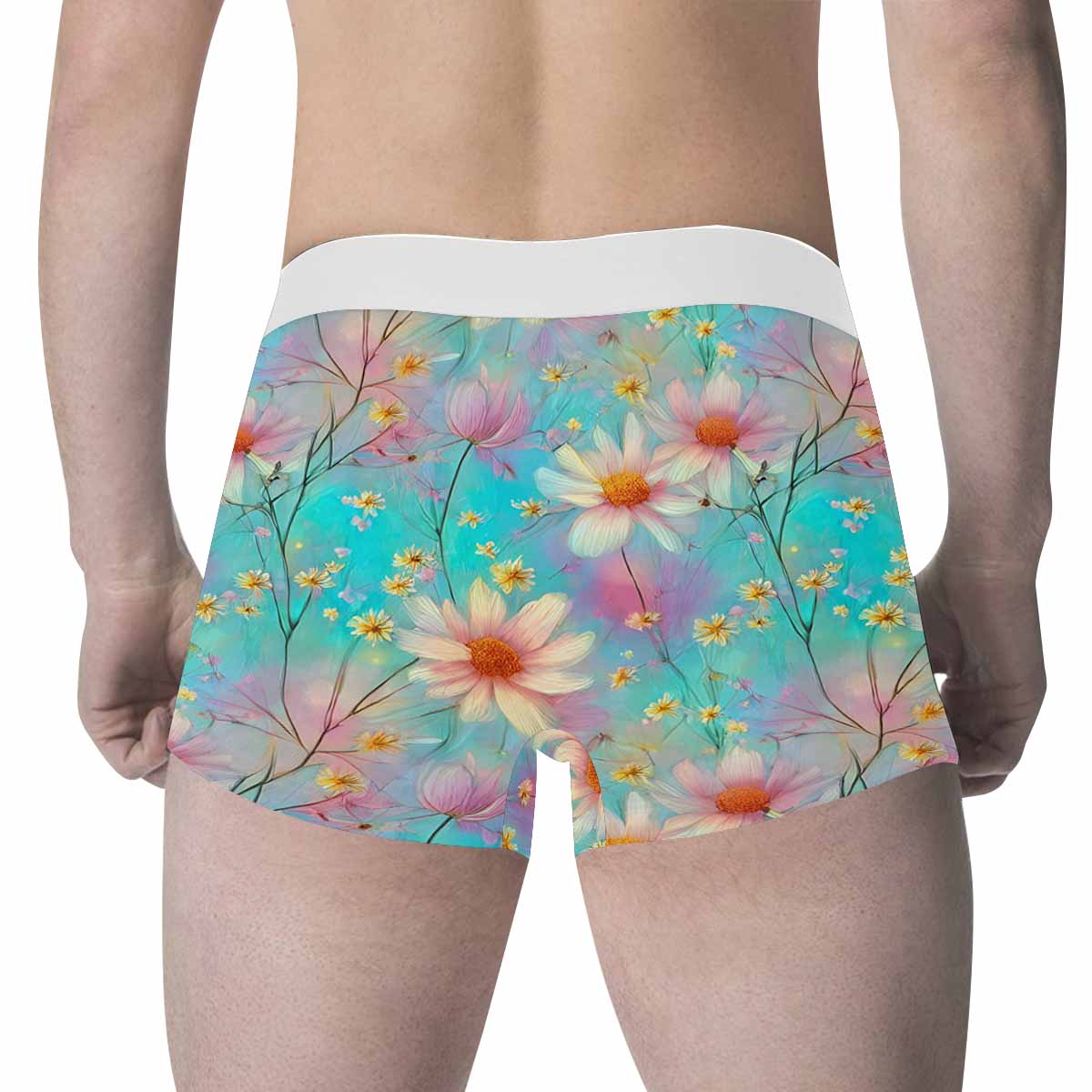 Green Floral Men's All Over Print Boxer Briefs (Made In AUS)