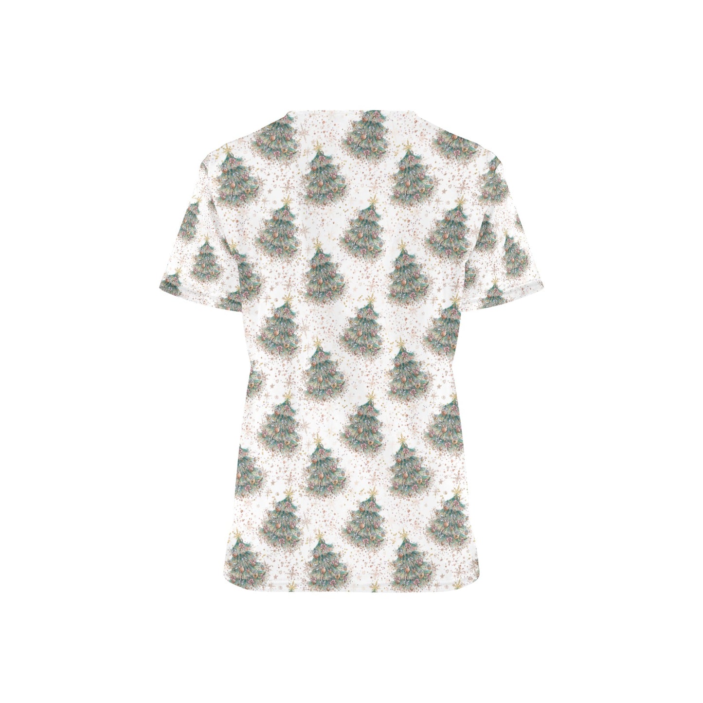 White Christmas All Over Print Scrub Top