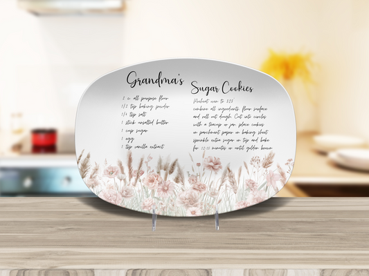 Personalised Wildflowers Handwritten Family Recipe Heirloom Plate/Platter