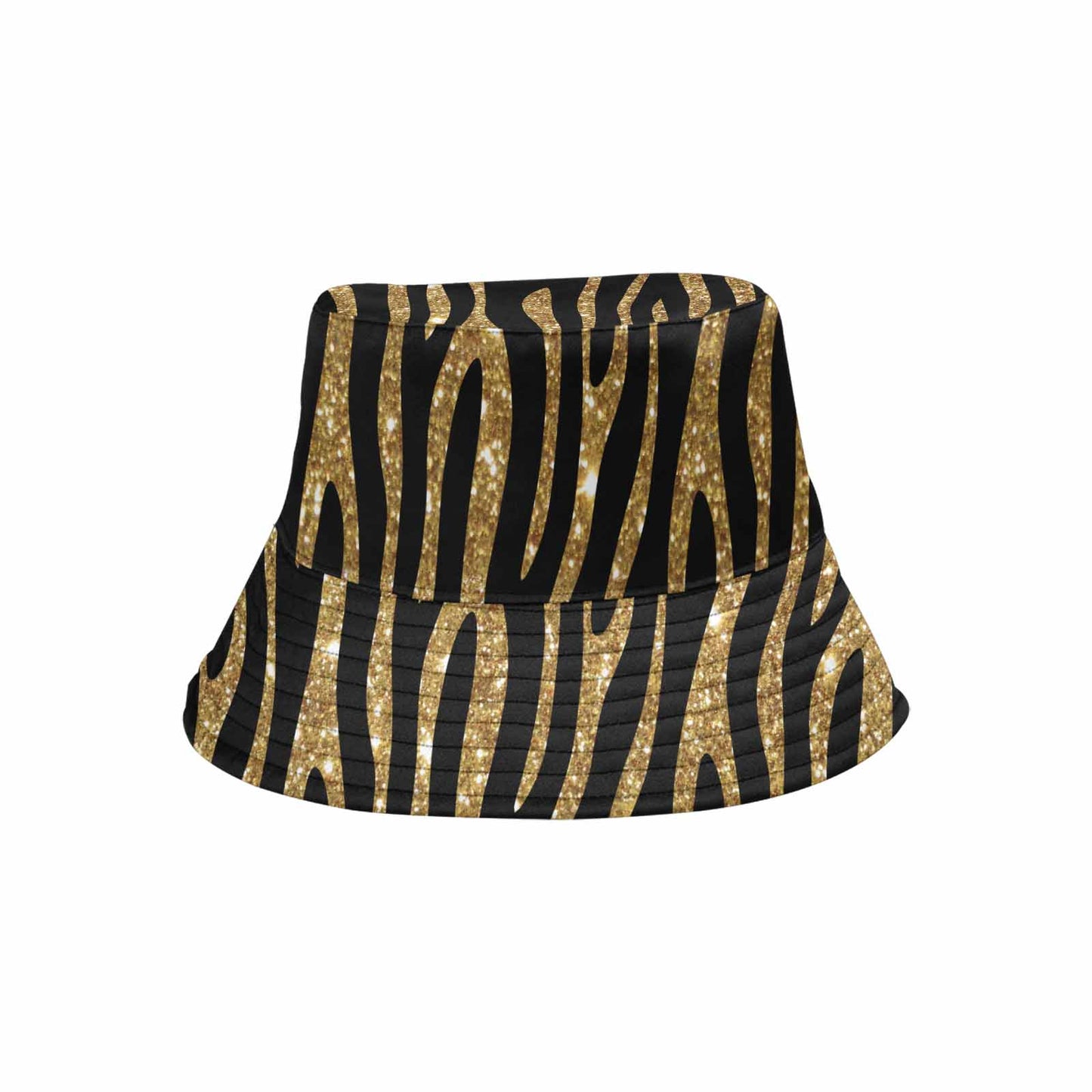 Black and Gold Glitter Leopard Print  Unisex Summer Single-Layer Bucket Hat