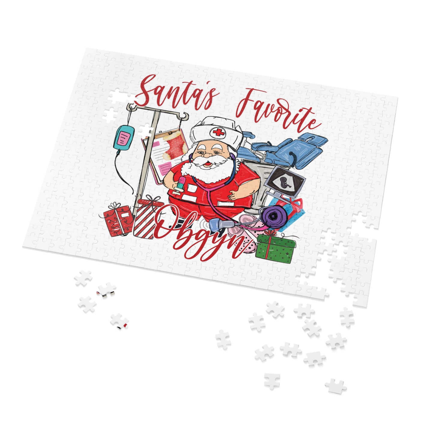 Puzzle, Santa's Favorite Obgyn, Personalised/Non-Personalised (30, 110, 252, 500,1000-Piece)