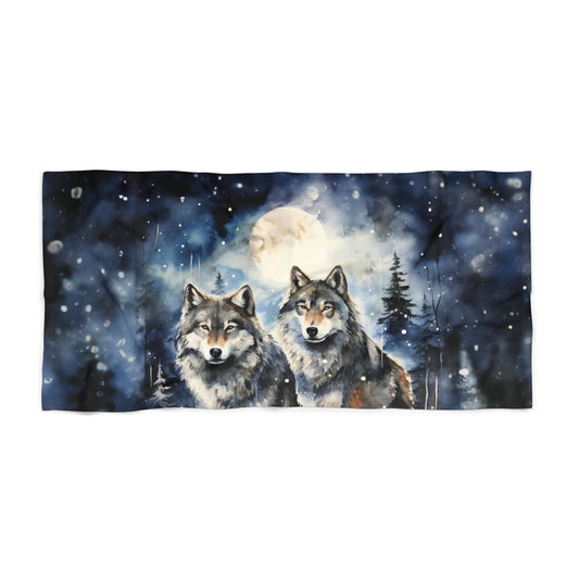 Beach Towel, Wolves, Polycotton Towel, 2 sizes Available