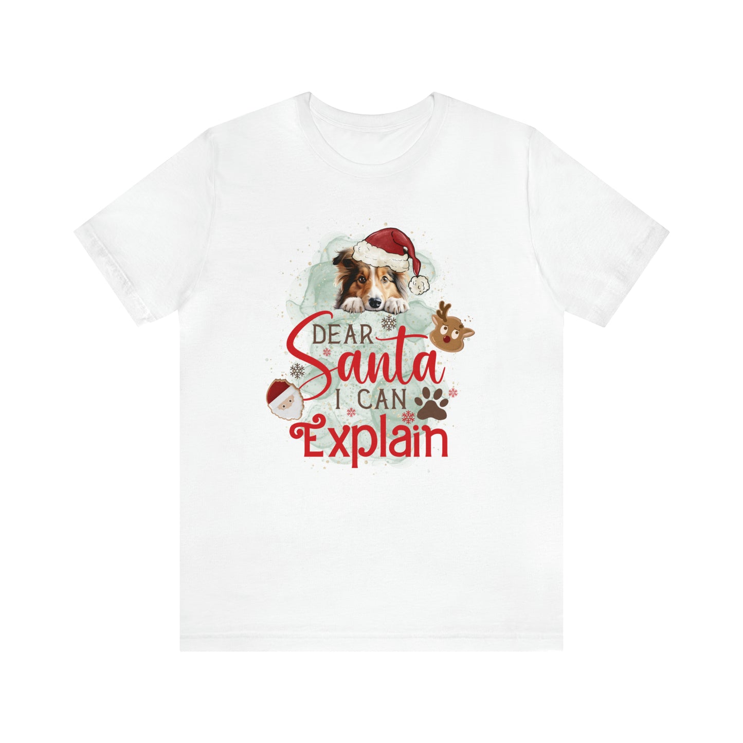 Unisex Jersey Short Sleeve Tee, Dog Paws, Dear Santa I Can Explain, Dear Santa Tee, Christmas Tee, Super Soft 9 Sizes