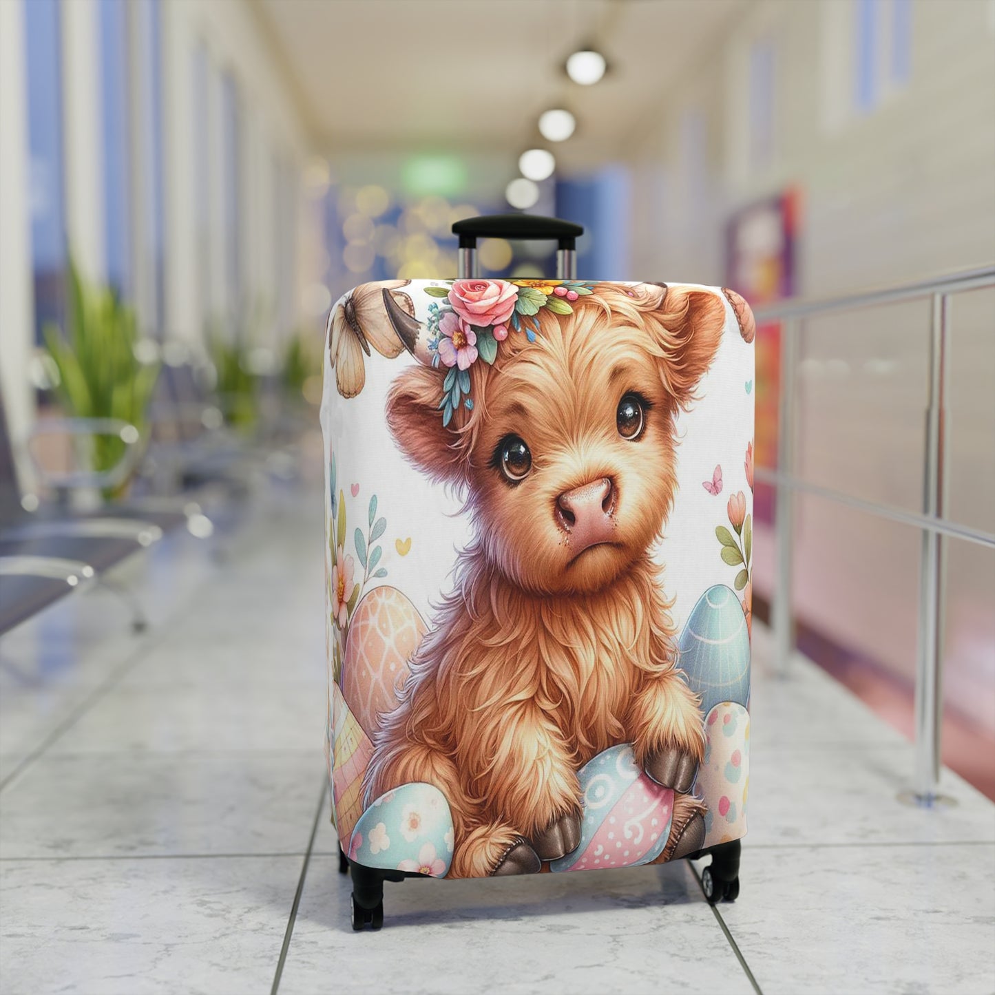 Luggage Cover, Easter, Highland Cow, awd-1061