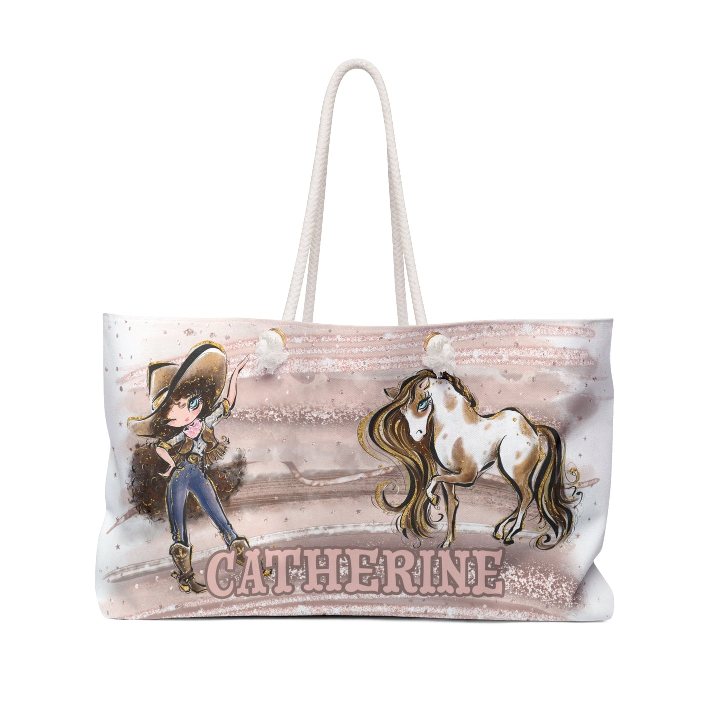 Personalised Weekender Bag, Cowgirl and Horse, Large Weekender Bag, Beach Bag, Book Bag