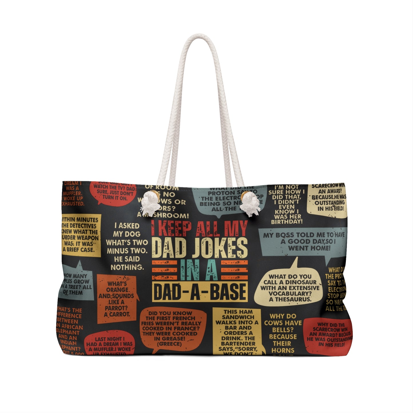 Personalised/Non-Personalised Weekender Bag, Dad Jokes, Large Weekender Bag, Beach Bag, Book Bag