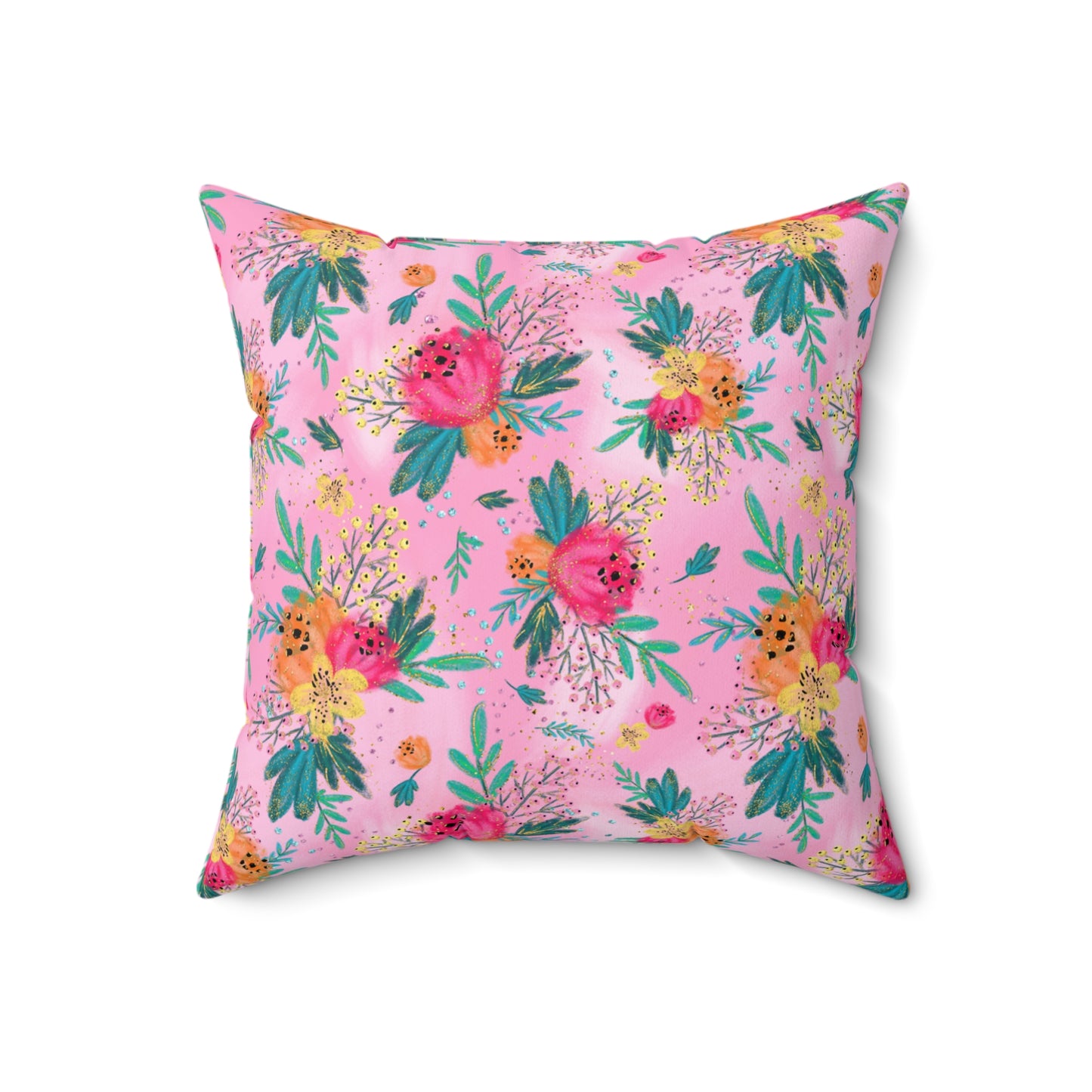 Spun Polyester Square Pillow, Australian Floral Cushion