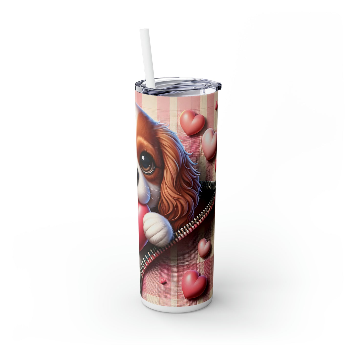 Skinny Tumbler with Straw, 20oz, Dog, Valentines Day, awd-1150