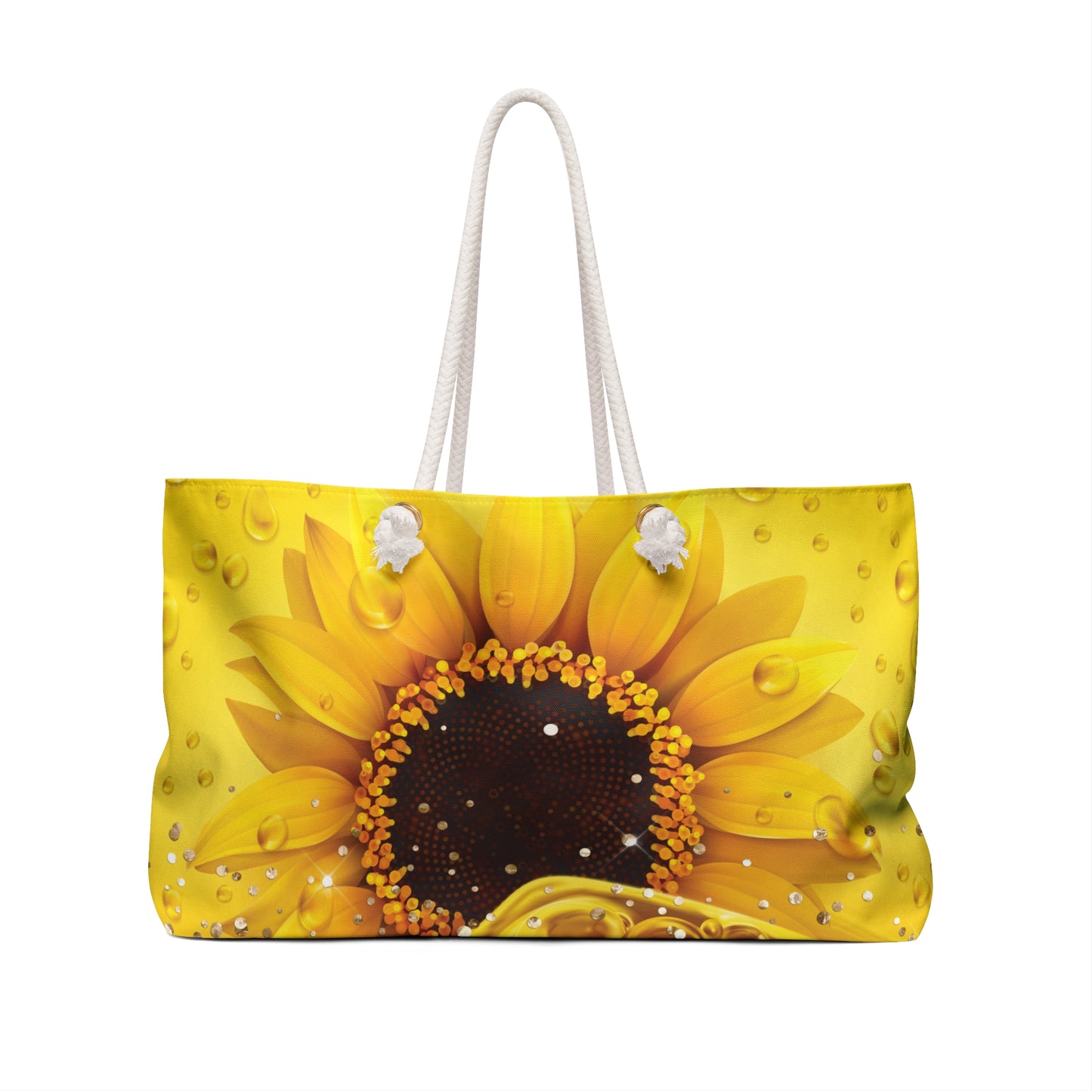 Personalised/Non-Personalised Weekender Bag, Sunflower, Large Weekender Bag, Beach Bag, Book Bag