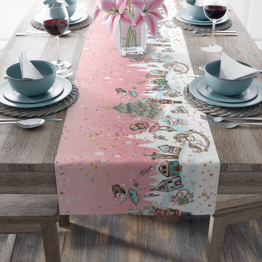 Pink Christmas Nutcracker Table Runner, Cotton Twill and Poly Available, 2 sizes Available