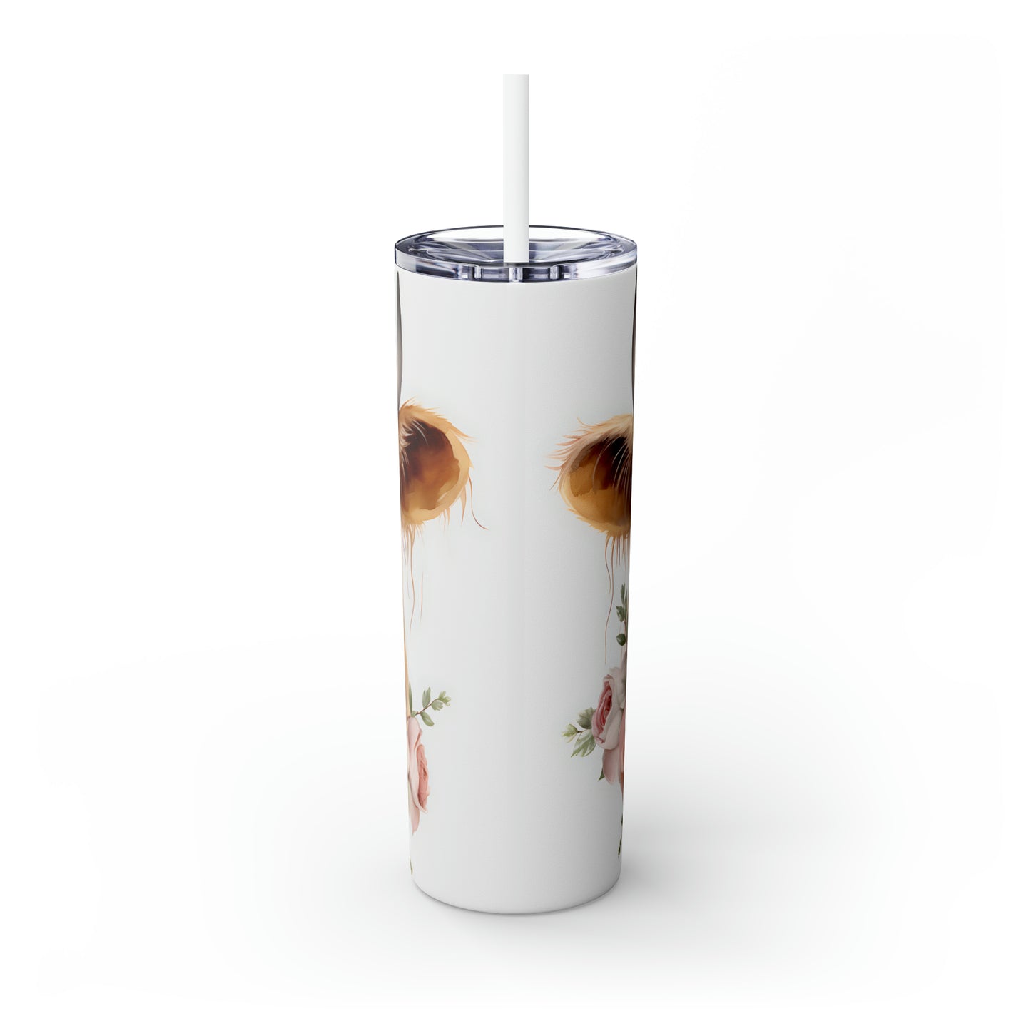 Skinny Tumbler with Straw, 20oz Highlander Cow