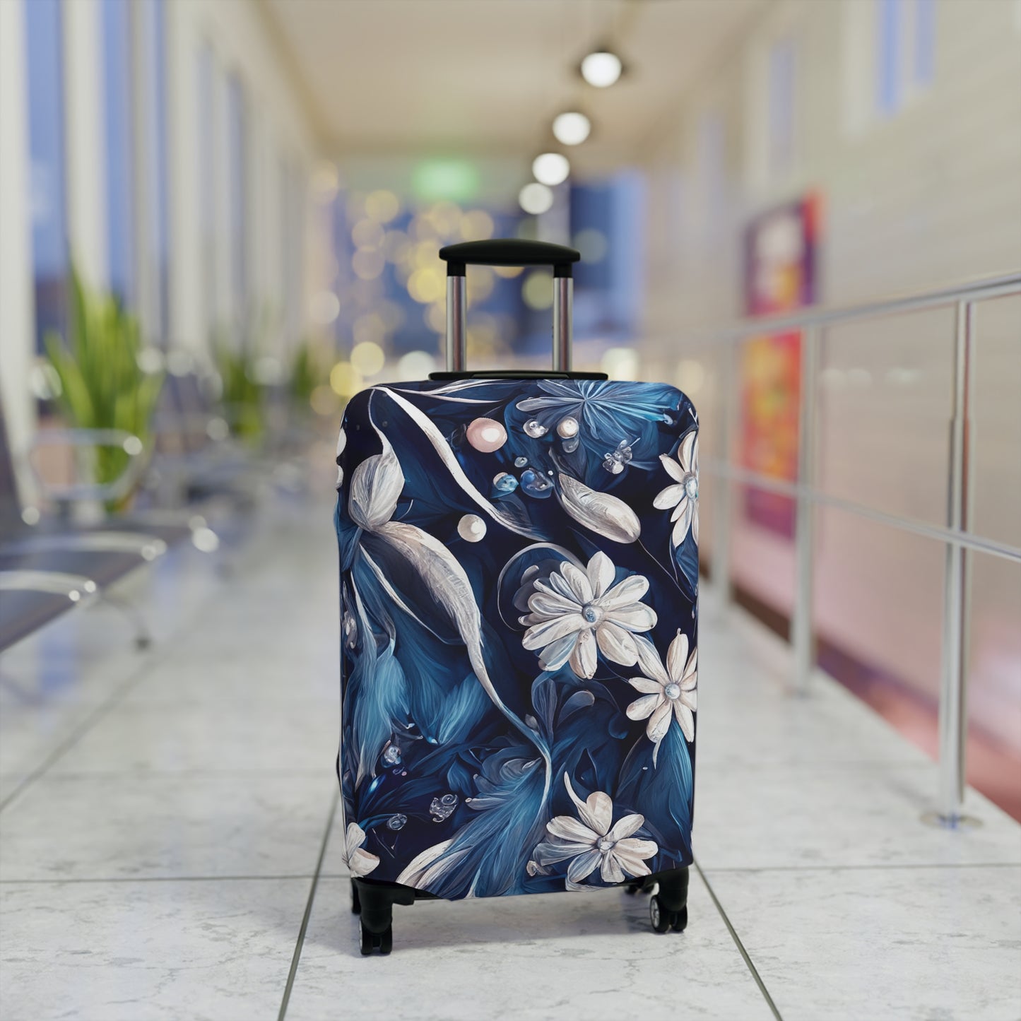 Luggage Cover, Blue Floral