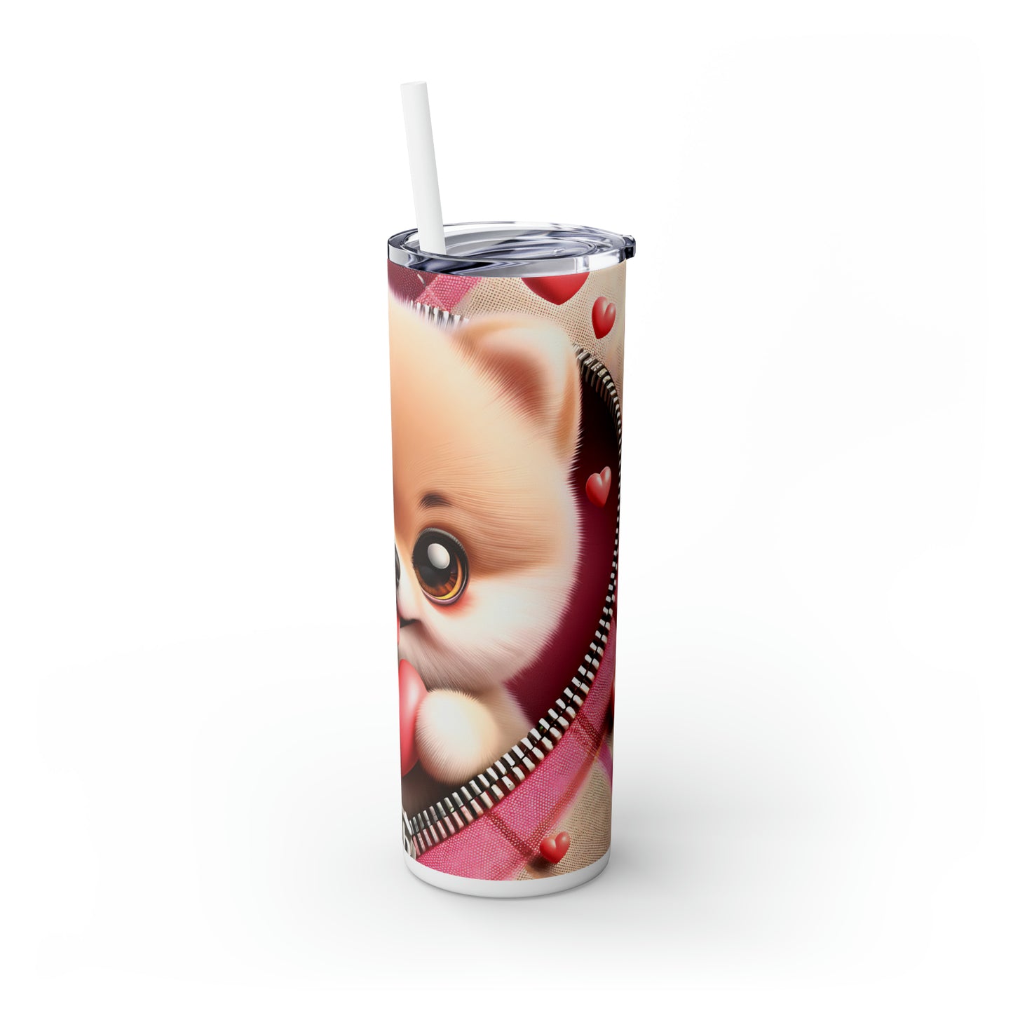 Skinny Tumbler with Straw, 20oz, Dog, Valentines Day, awd-1134