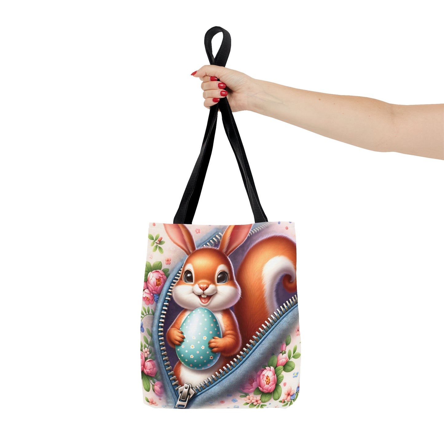 Tote Bag, Easter, Cute Squirrel with Bunny Ears, Personalised/Non-Personalised Tote bag