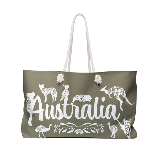 Personalised/Non-Personalised Weekender Bag, Australia, Large Weekender Bag, Beach Bag, Book Bag