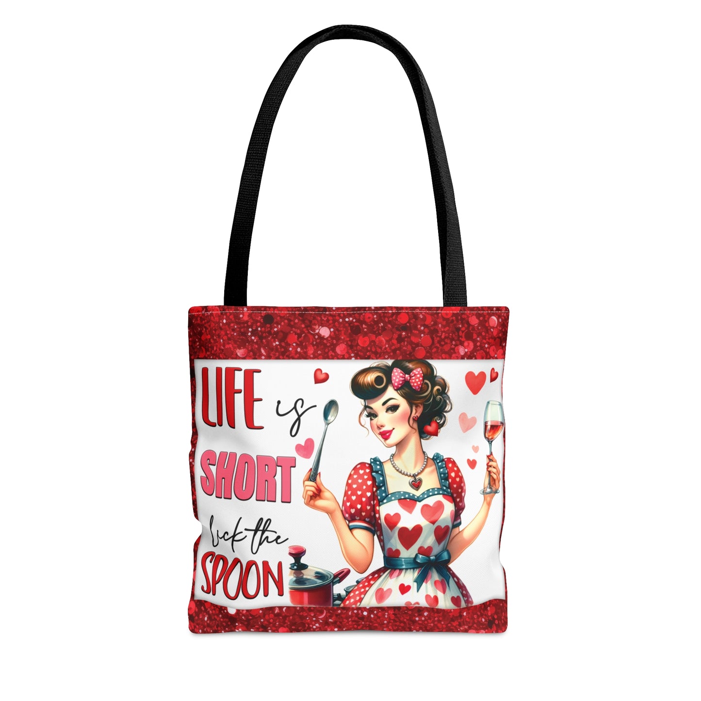 Tote Bag, Retro, Life is Short Lick the Spoon