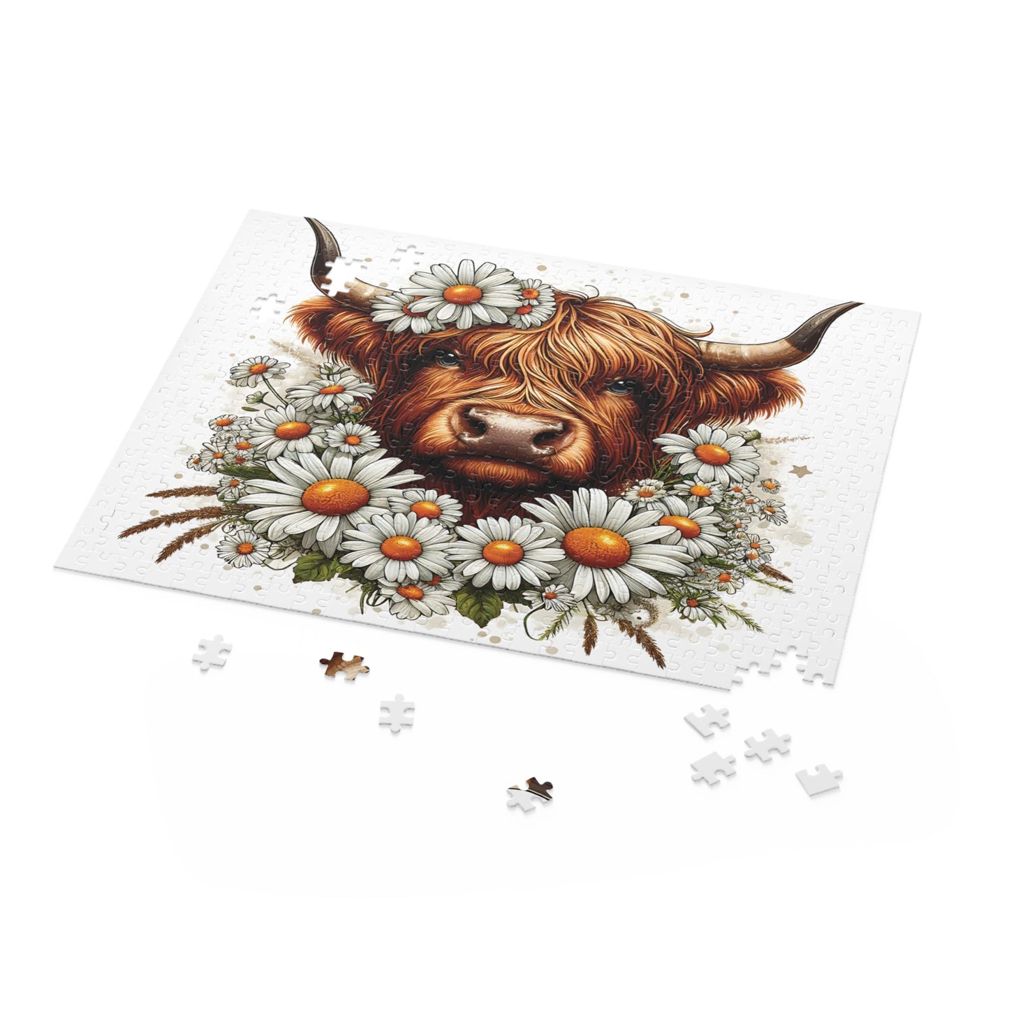 Personalised/Non-Personalised Puzzle, Highland Cow (120, 252, 500-Piece)