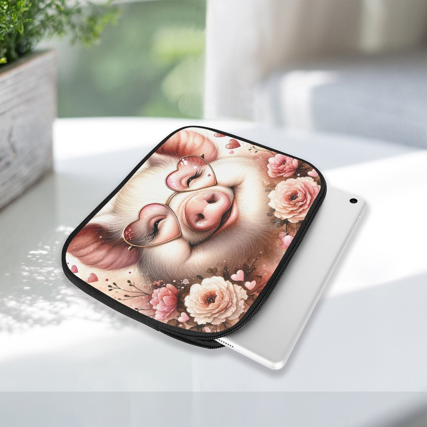 Tablet Sleeve - Pig with Rose coloured glasses, awd- 626