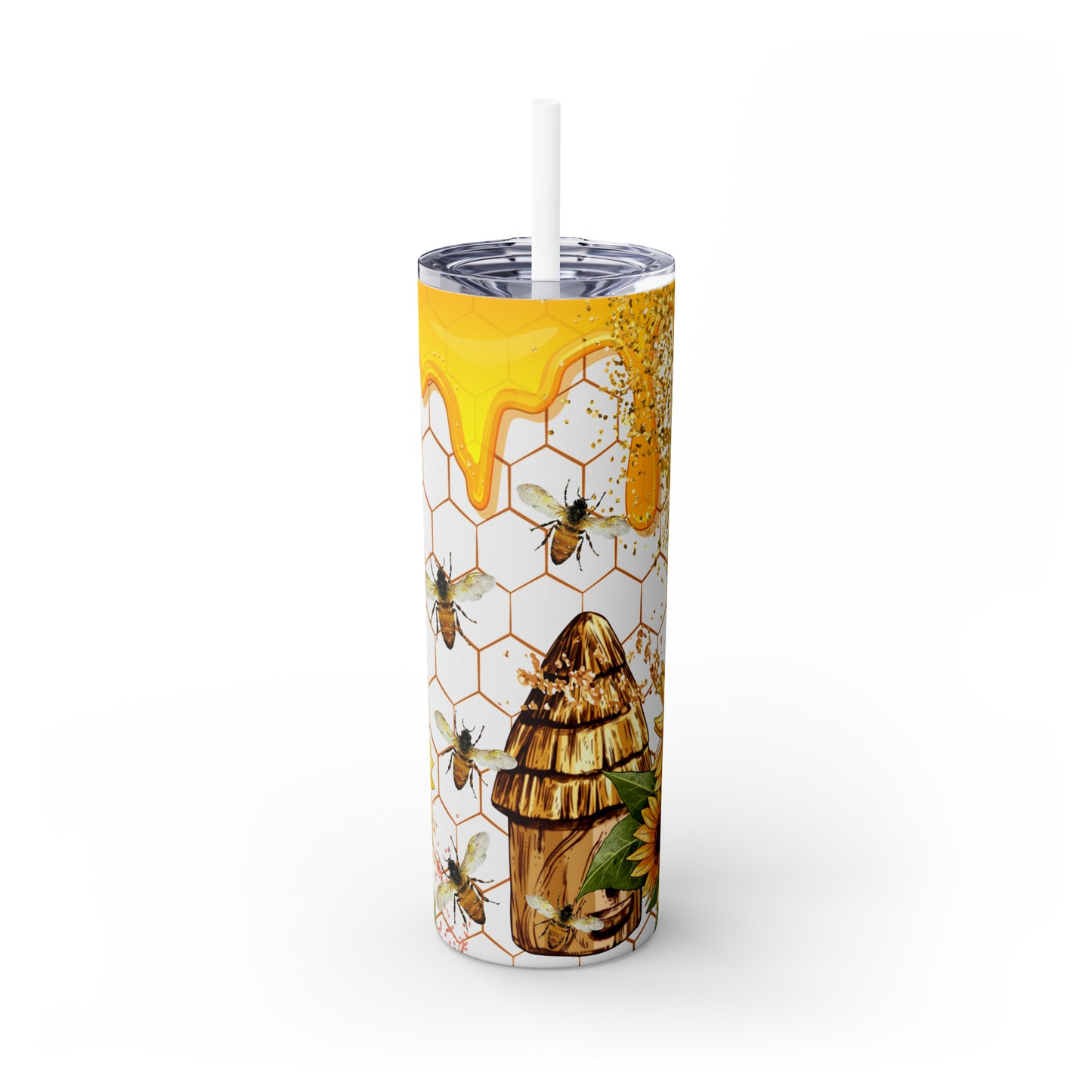 Skinny Tumbler with Straw, 20oz, Bee