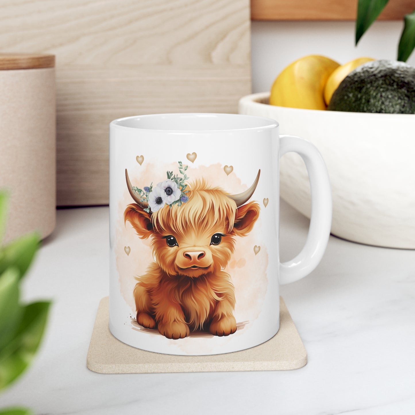 Personalised/Non Personalised Highland Cow, Ceramic Mug 11oz, Highland Cow Mug