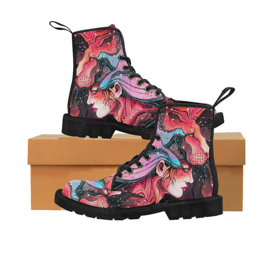 girl in the mask of a lion Martin Boots for Women (Black) (Model 1203H)