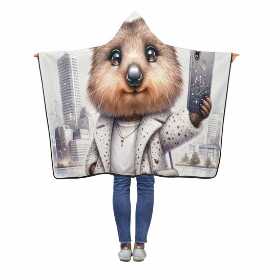 Australian Animal Quokka Awd1331  Hooded Blanket 50"x40"