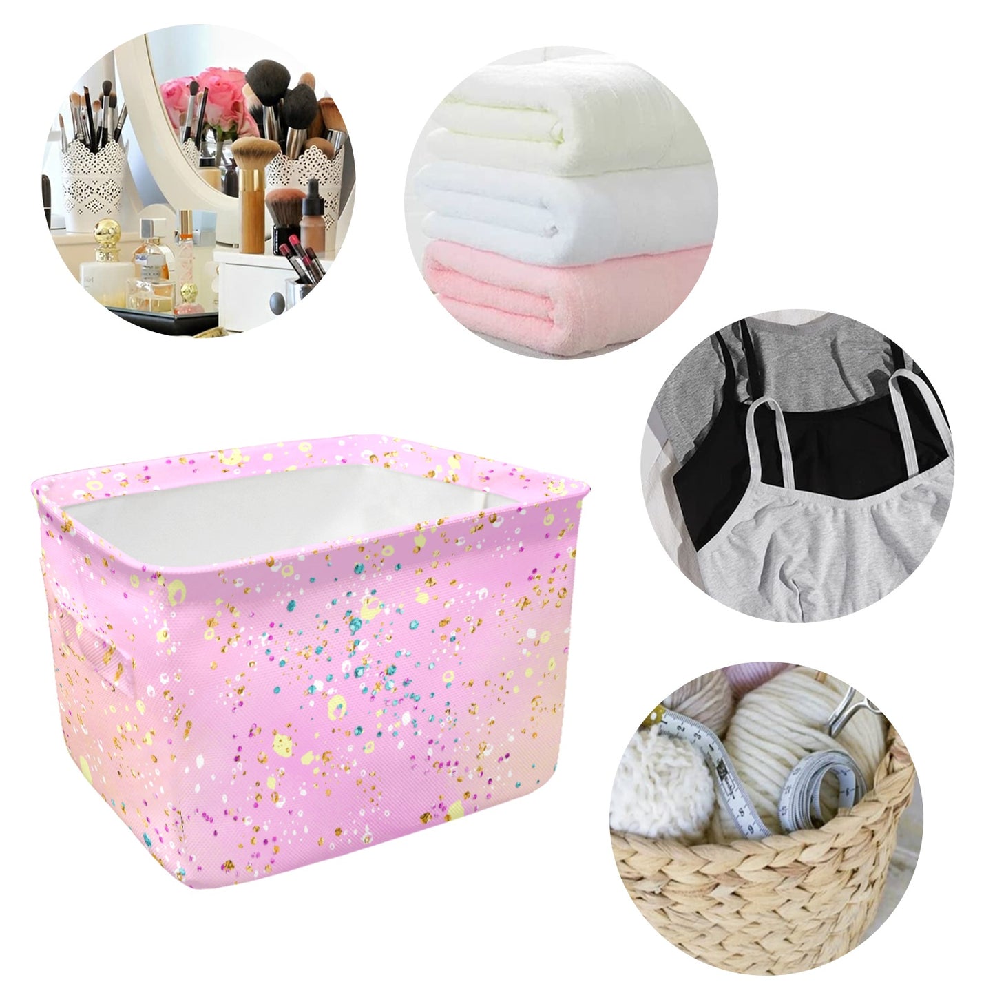 Pink Splash Fabric Storage Basket