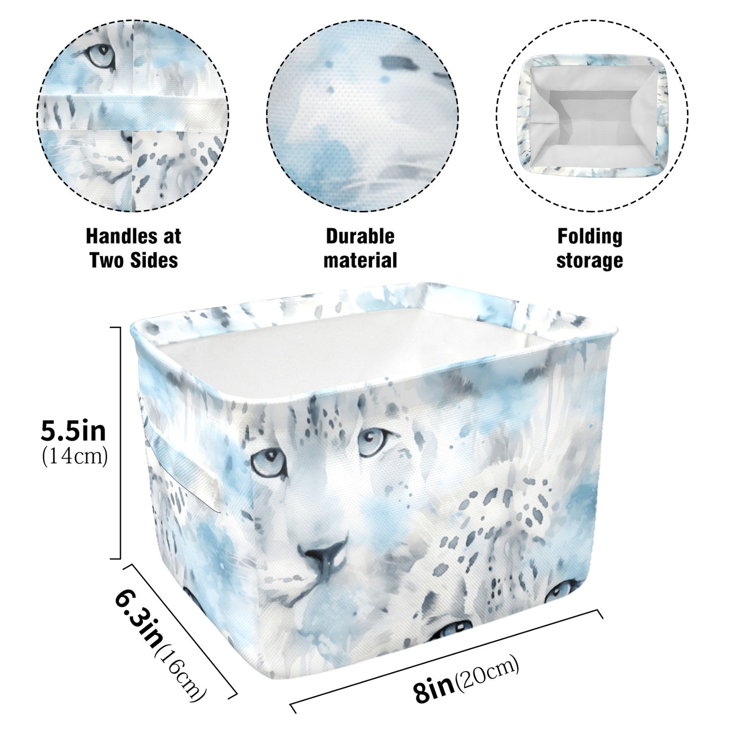 White Leopard Fabric Storage Basket