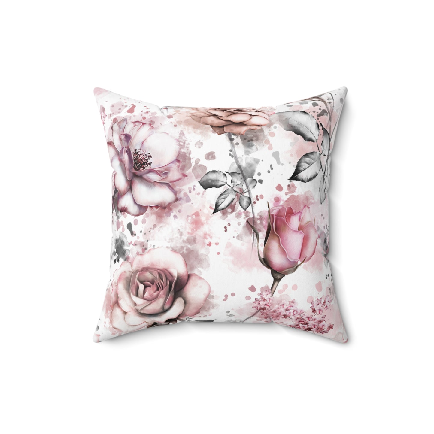 Spun Polyester Square Pillow, Floral Cushion