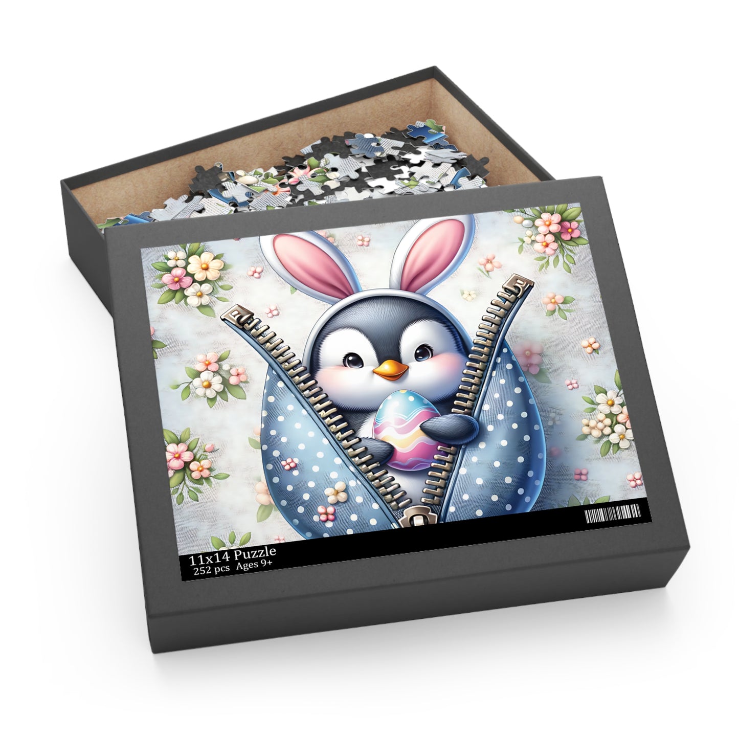 Personalised/Non-Personalised Puzzle, Easter, Penguin with Bunny ears (120, 252, 500-Piece)