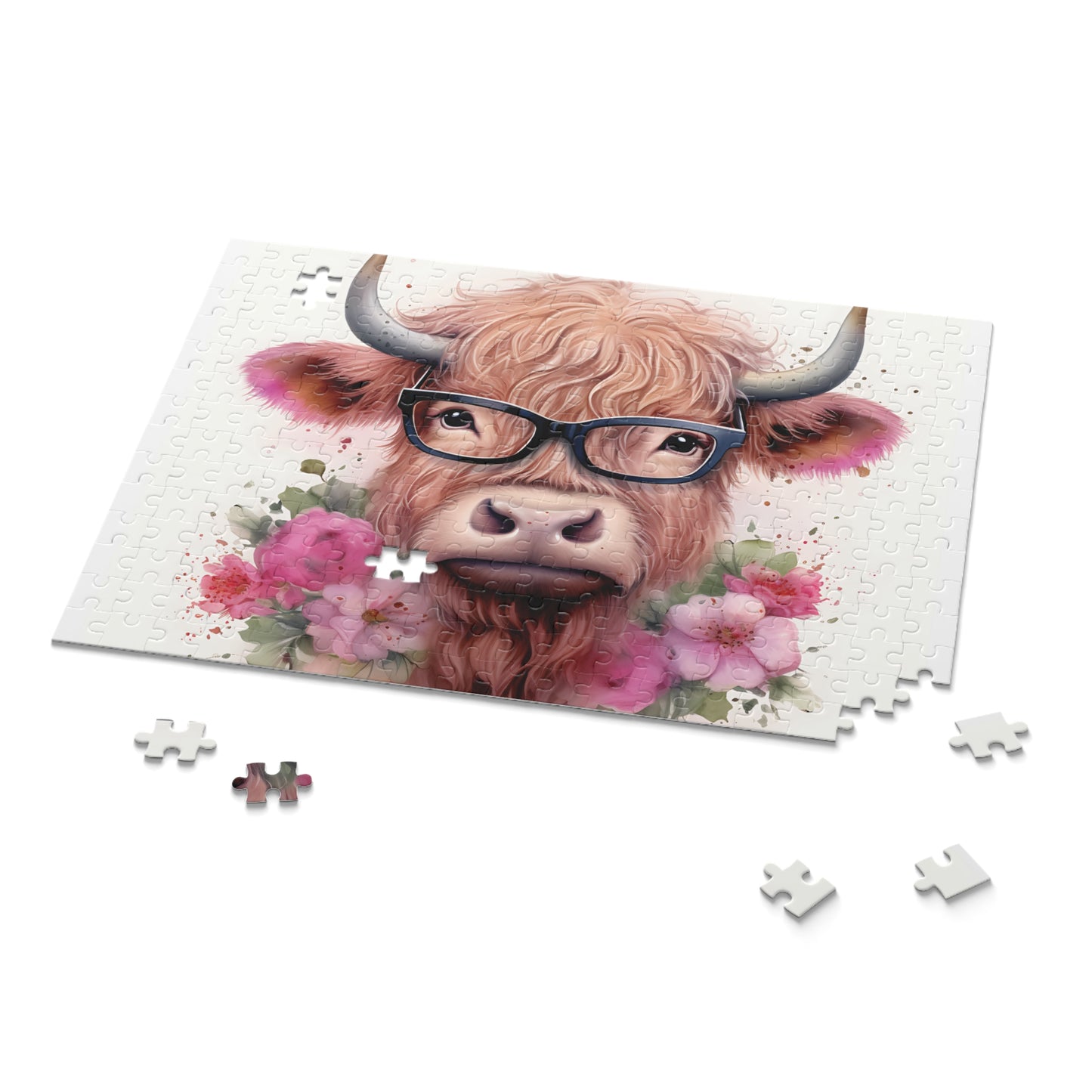 Personalised/Non-Personalised Puzzle, Highland Cow (120, 252, 500-Piece)