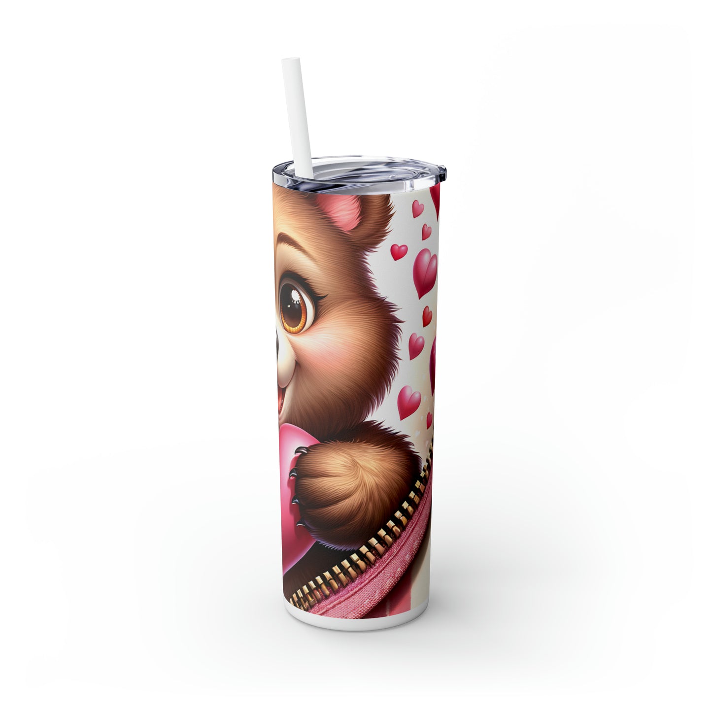 Skinny Tumbler with Straw, 20oz, Bear, Valentines Day, awd-808