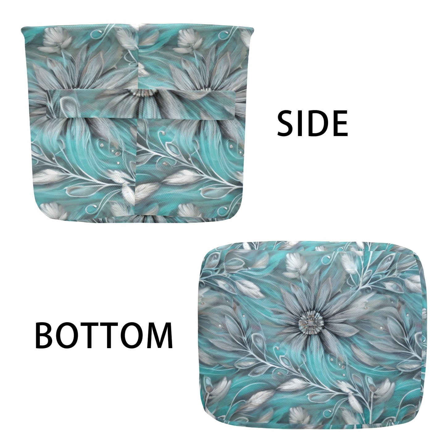 Green Elegant Floral Fabric Storage Basket