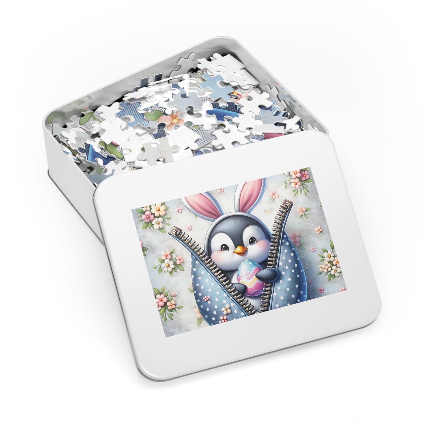 Jigsaw Puzzle, Easter, Penguin with Bunny Ears, Personalised/Non-Personalised (30, 110, 252, 500,1000-Piece)