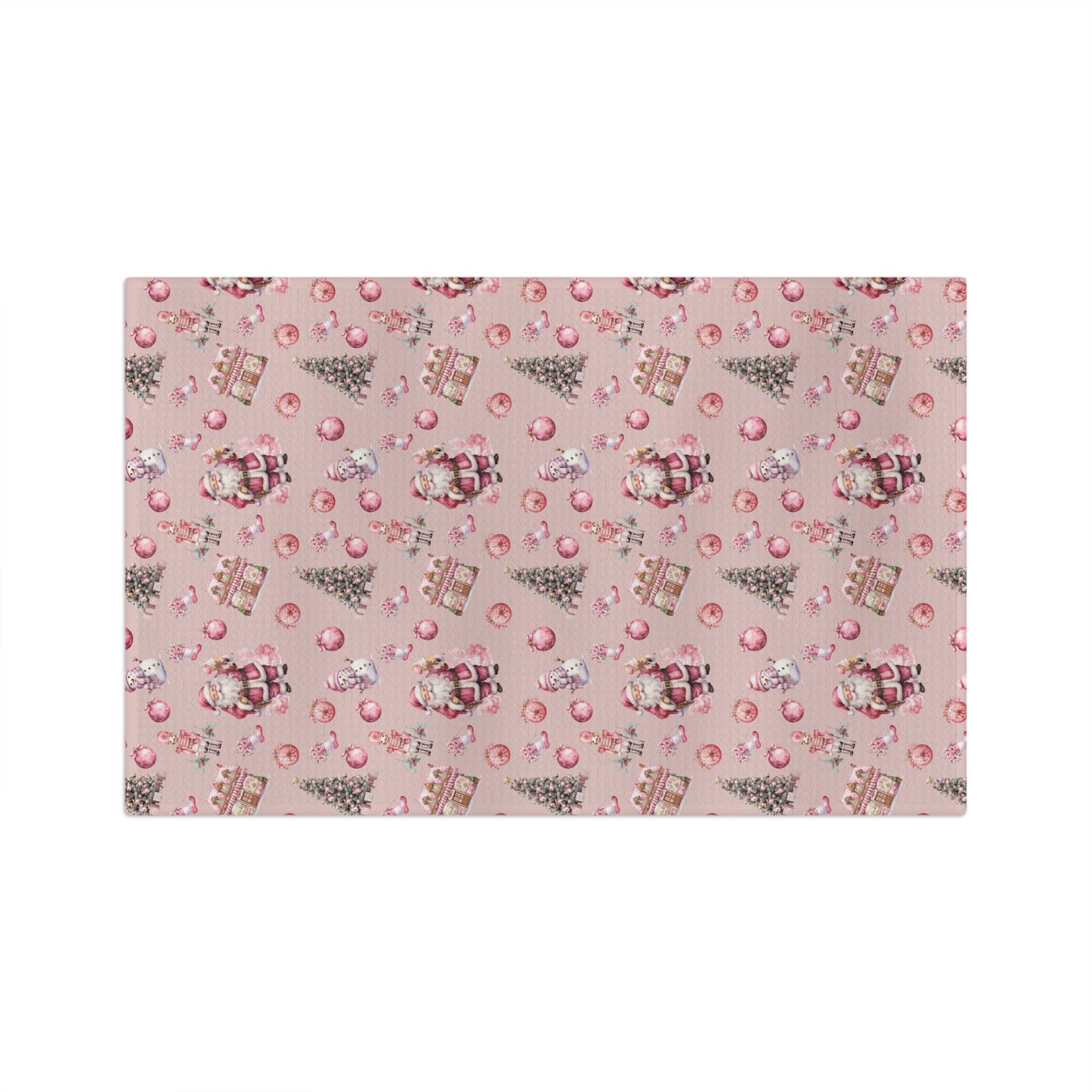 Microfiber Tea Towel, Pink Christmas