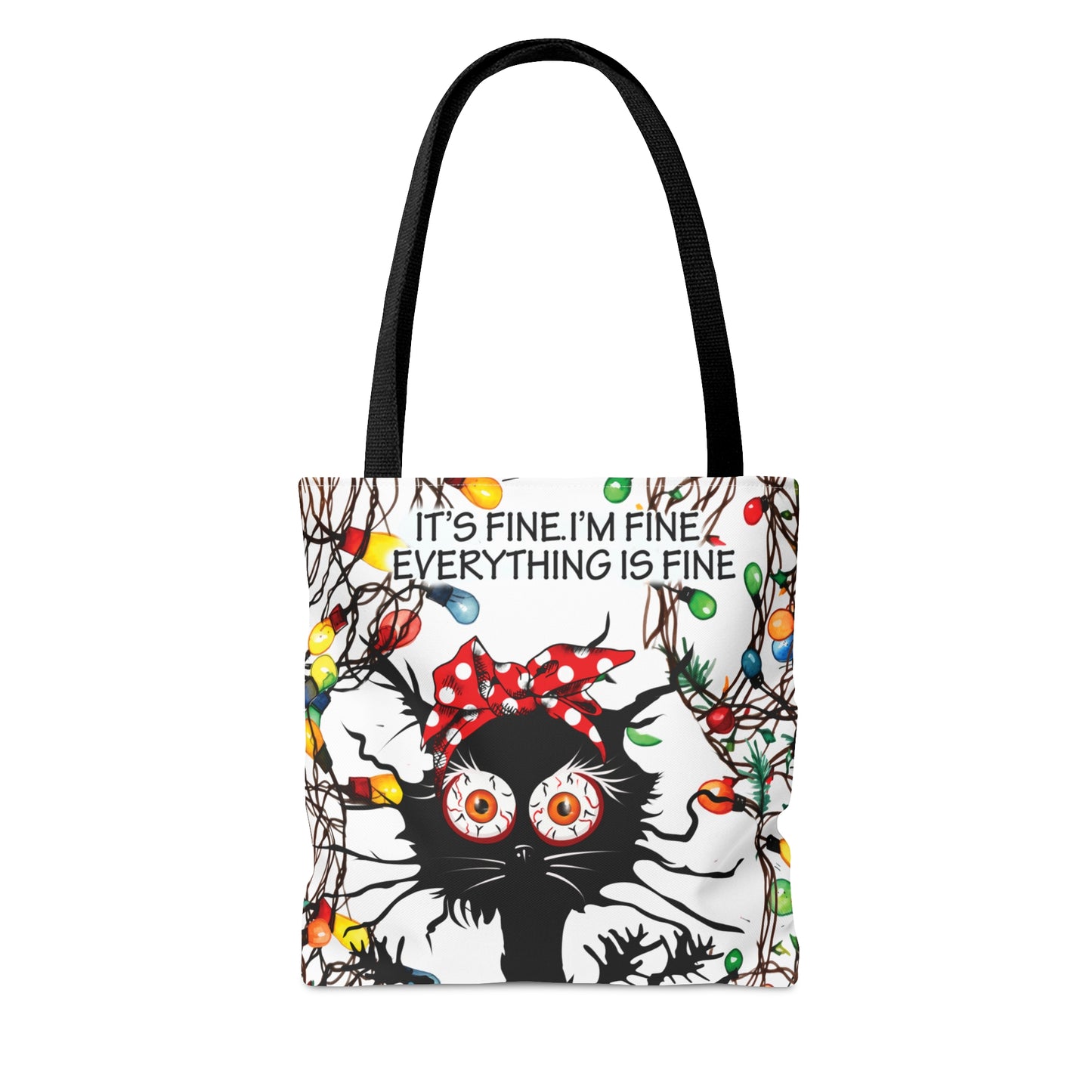 Tote Bag, Cat, It's Fine I'm Fine Everything is Fine, Personalised/Non-Personalised Tote bag