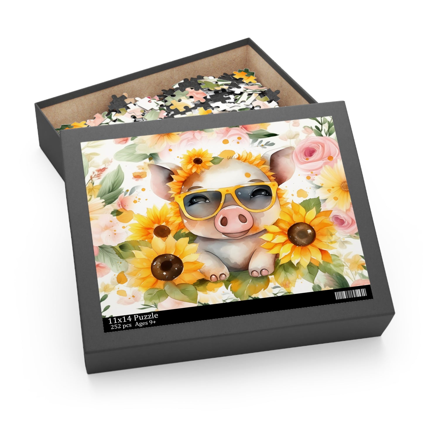 Puzzle, Pig, Sunflowers (120, 252, 500-Piece) awd-657