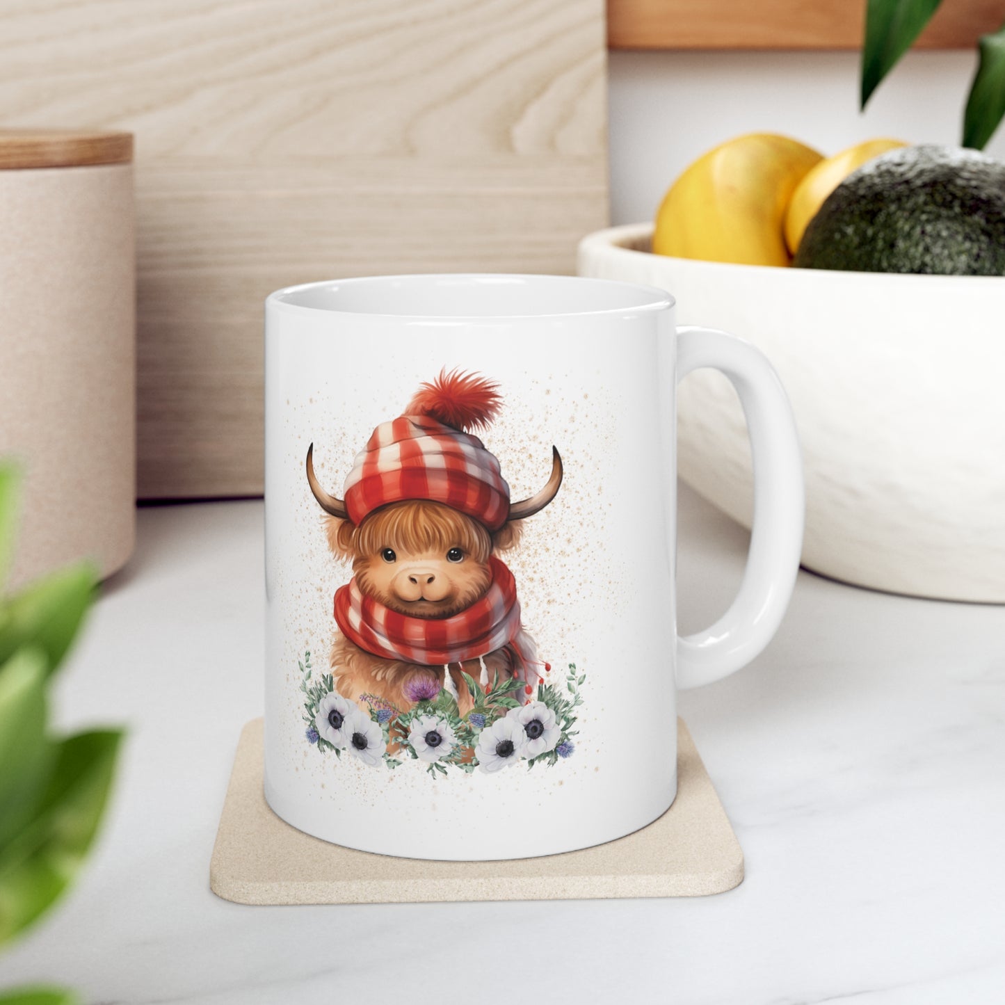 Personalised/Non Personalised Highland Cow, Ceramic Mug 11oz, Highland Cow Mug