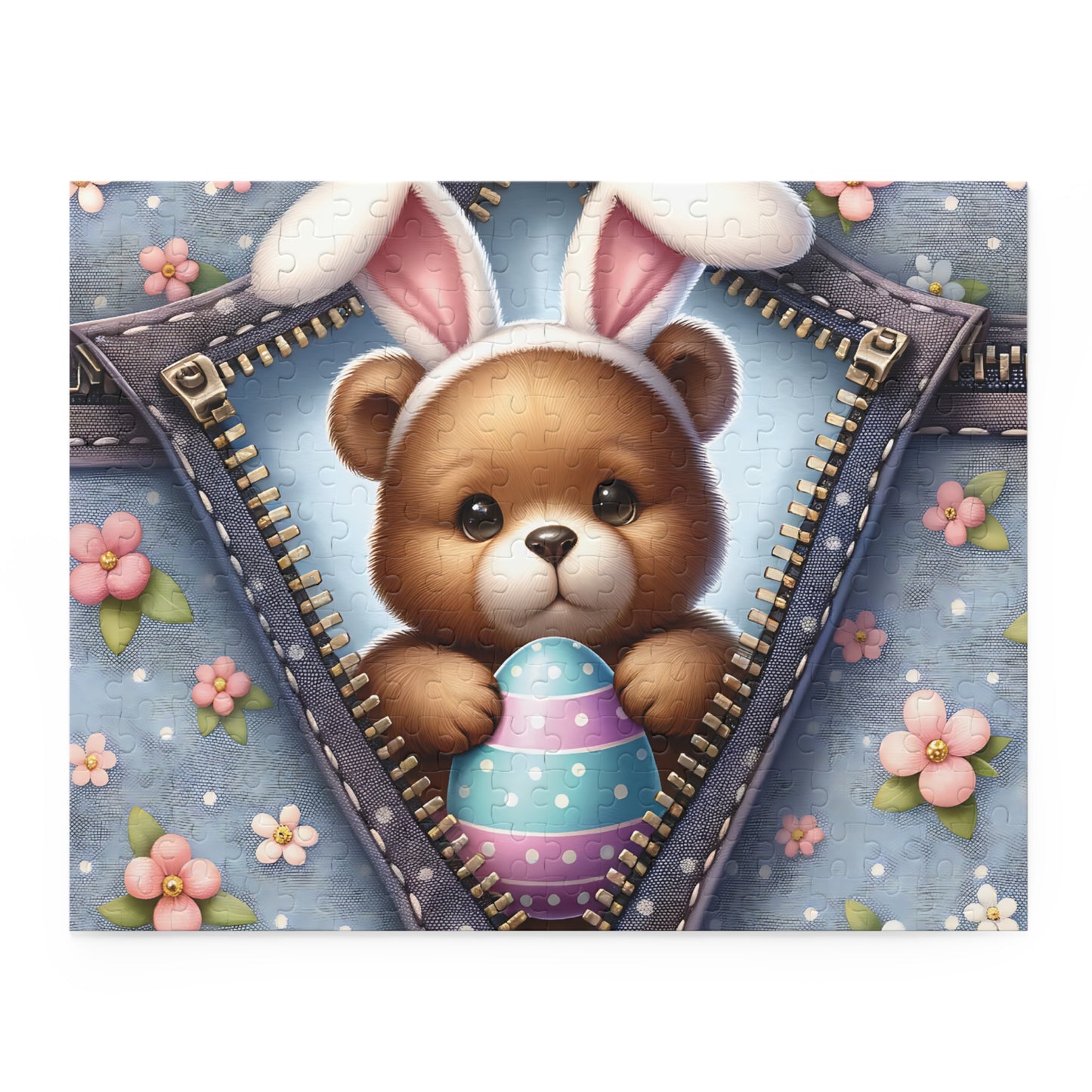 Personalised/Non-Personalised Puzzle, Easter, Bear with Bunny ears (120, 252, 500-Piece)