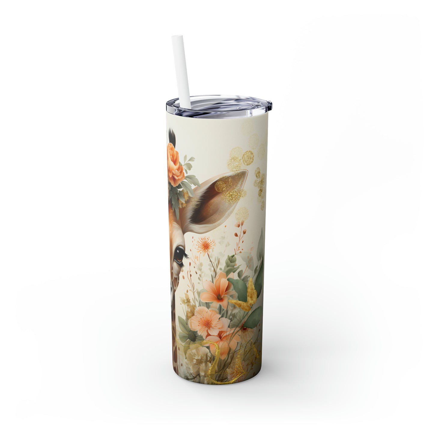 Skinny Tumbler with Straw, 20oz, Giraffe, awd-422