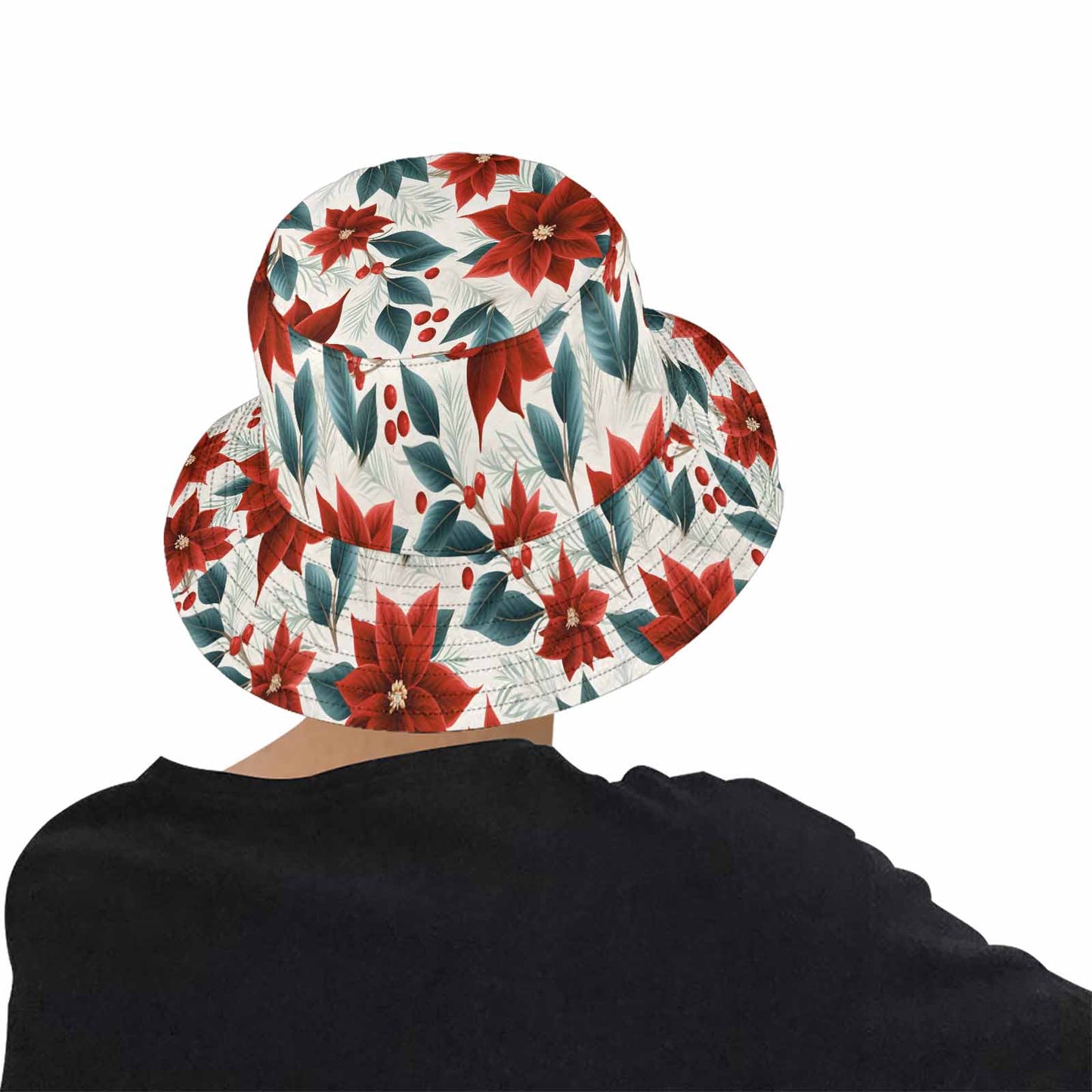 Christmas Red Poinsettia  Unisex Summer Single-Layer Bucket Hat