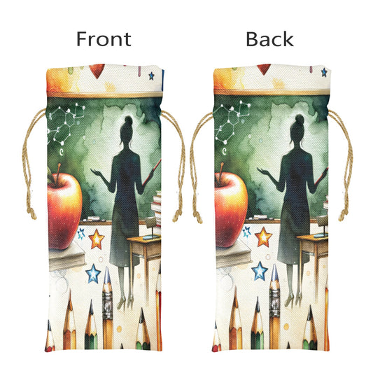 Teacher awd1161 Linen Wine Bottle Bag