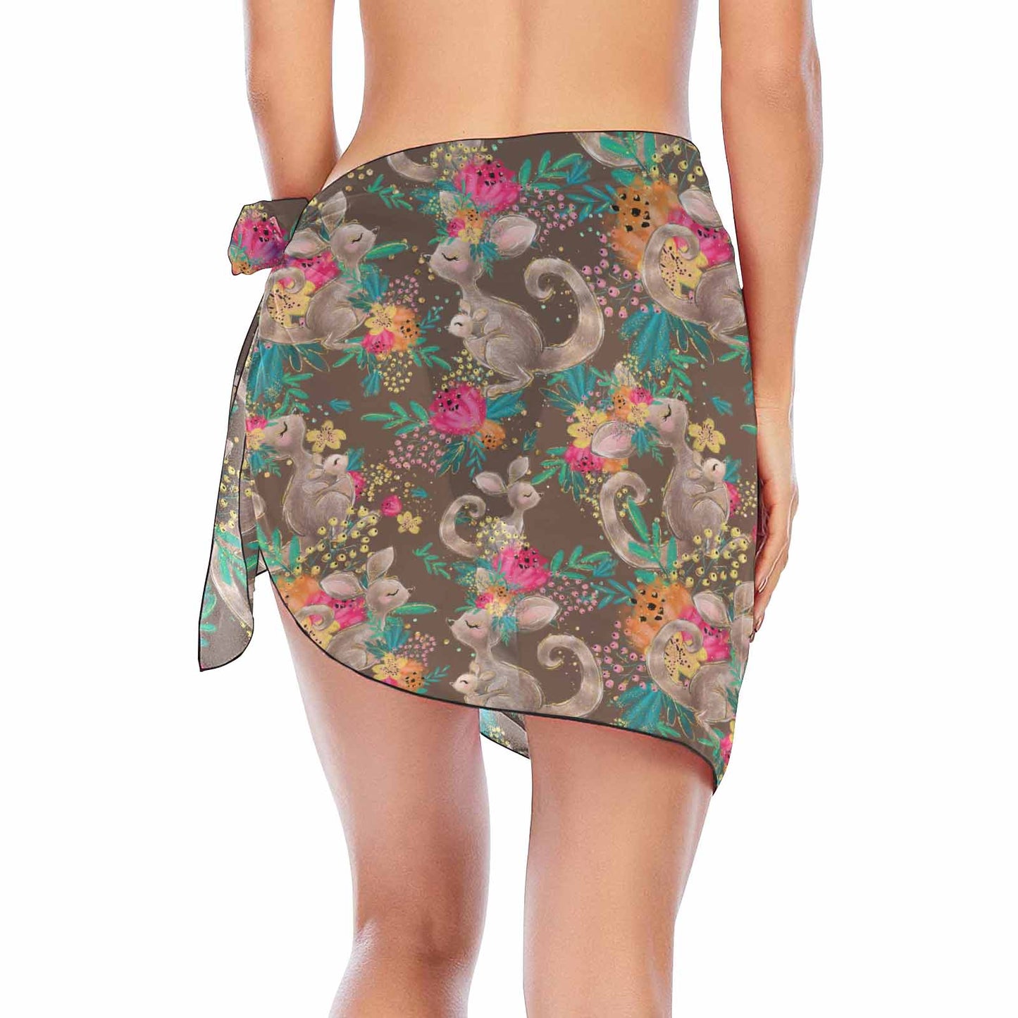 Australian Animals Brown Kangaroo  Women&'s Beach Sarong Wrap