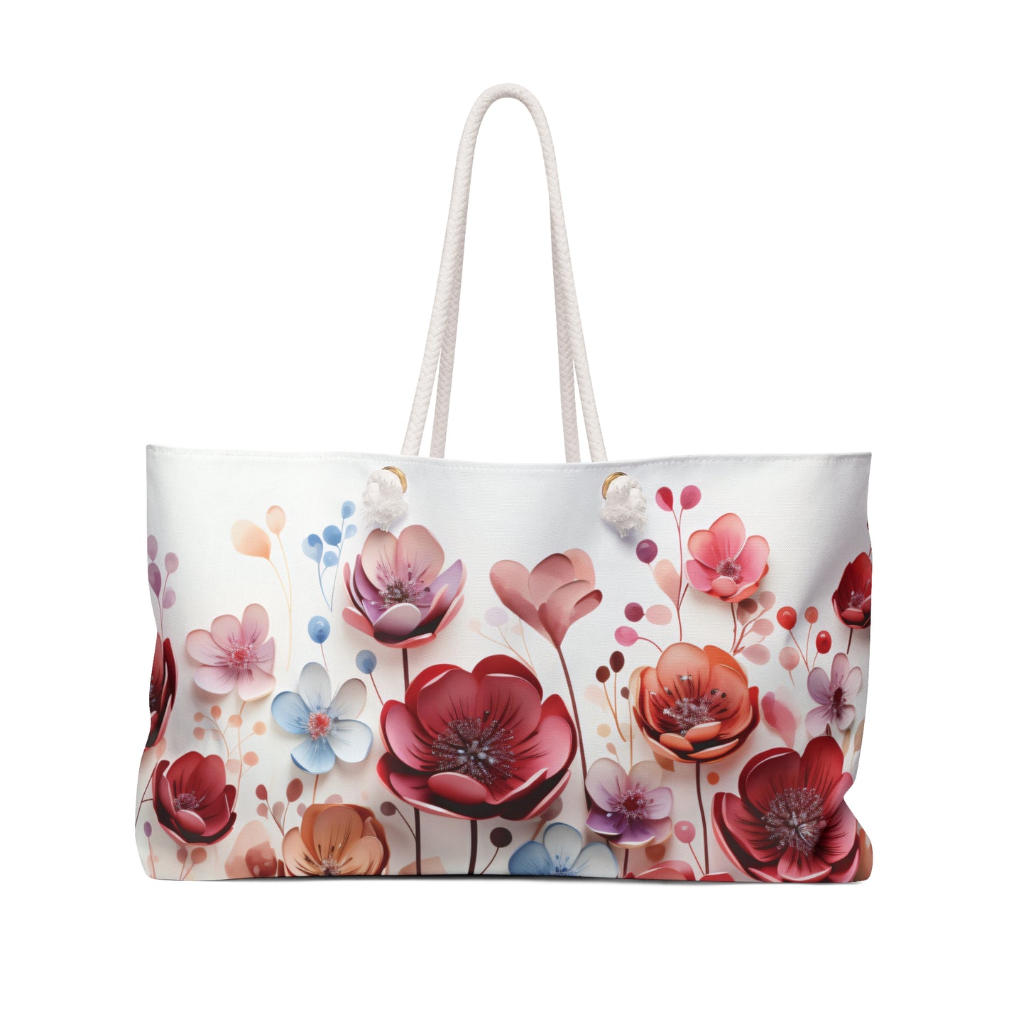 Personalised/Non-Personalised Weekender Bag, Floral, Large Weekender Bag, Beach Bag, Book Bag