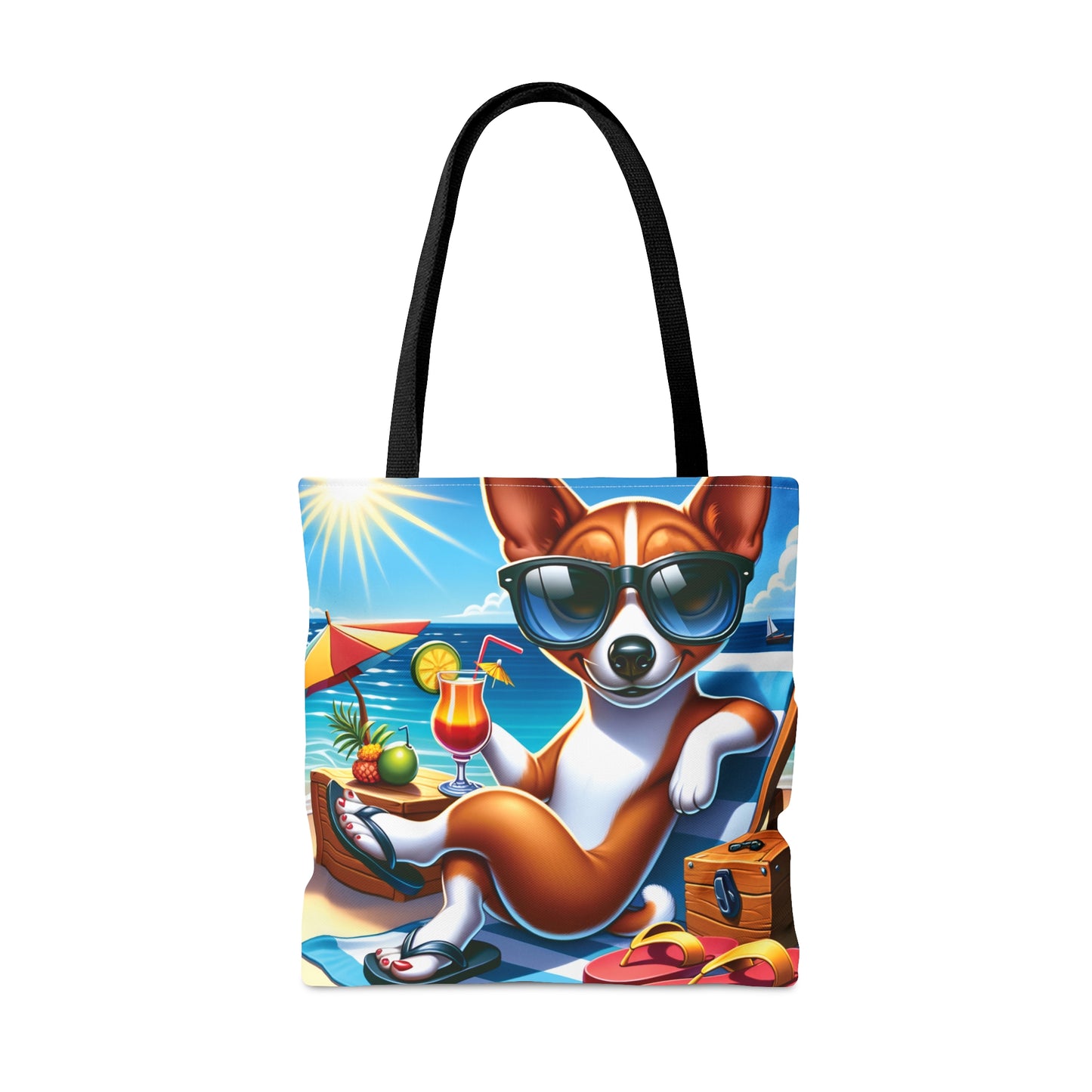 Tote Bag, Dog on Beach, Basenji, Tote bag, awd-1111