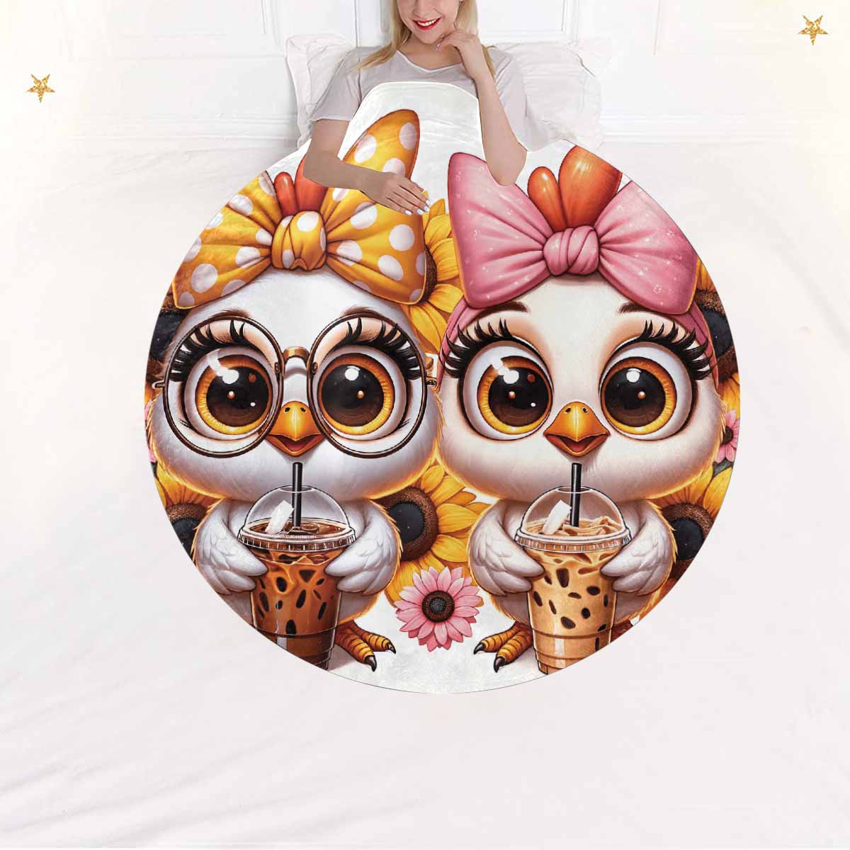 Chickens_Awd35181  Circular Micro Fleece Blanket 47"