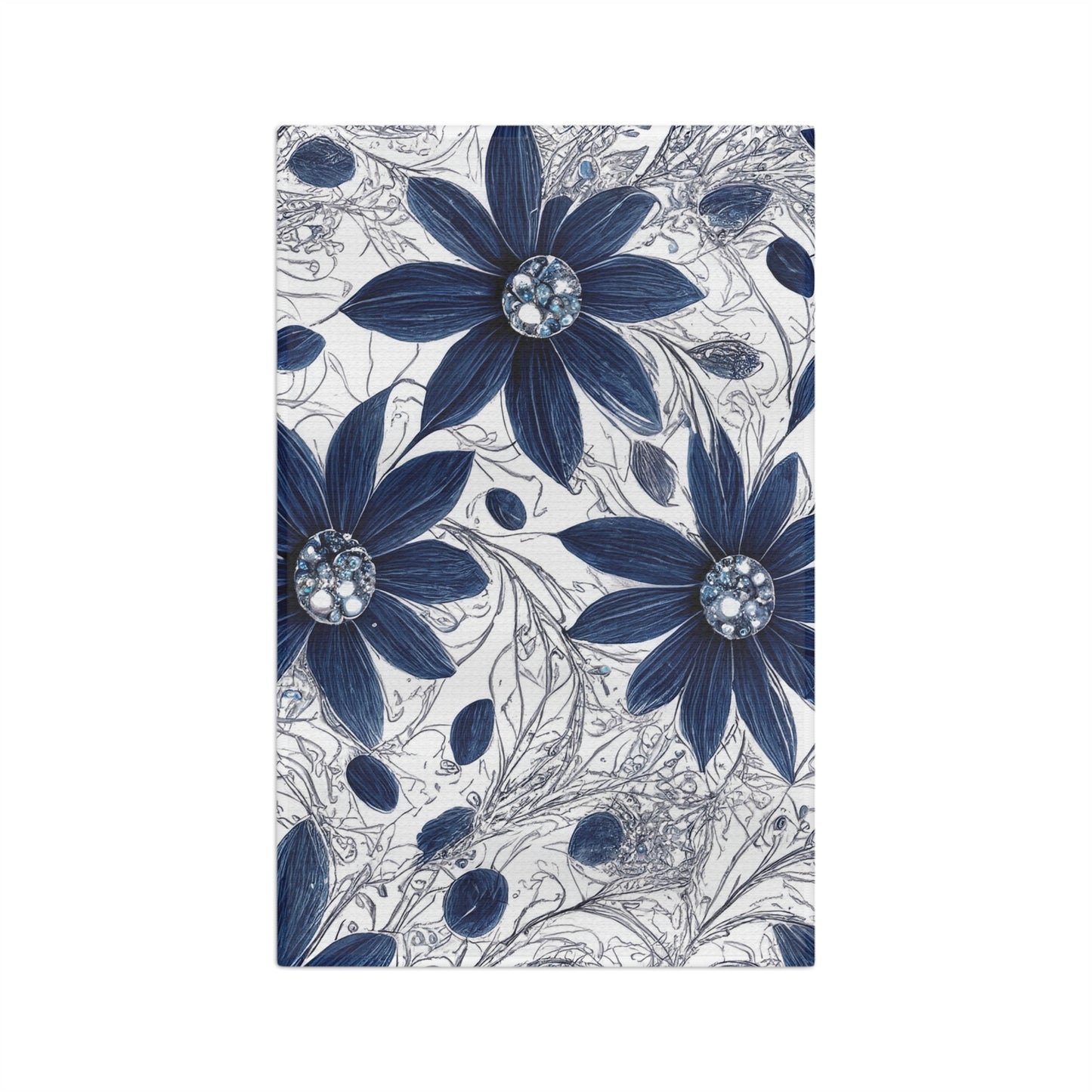 Microfiber Tea Towel, Blue Floral